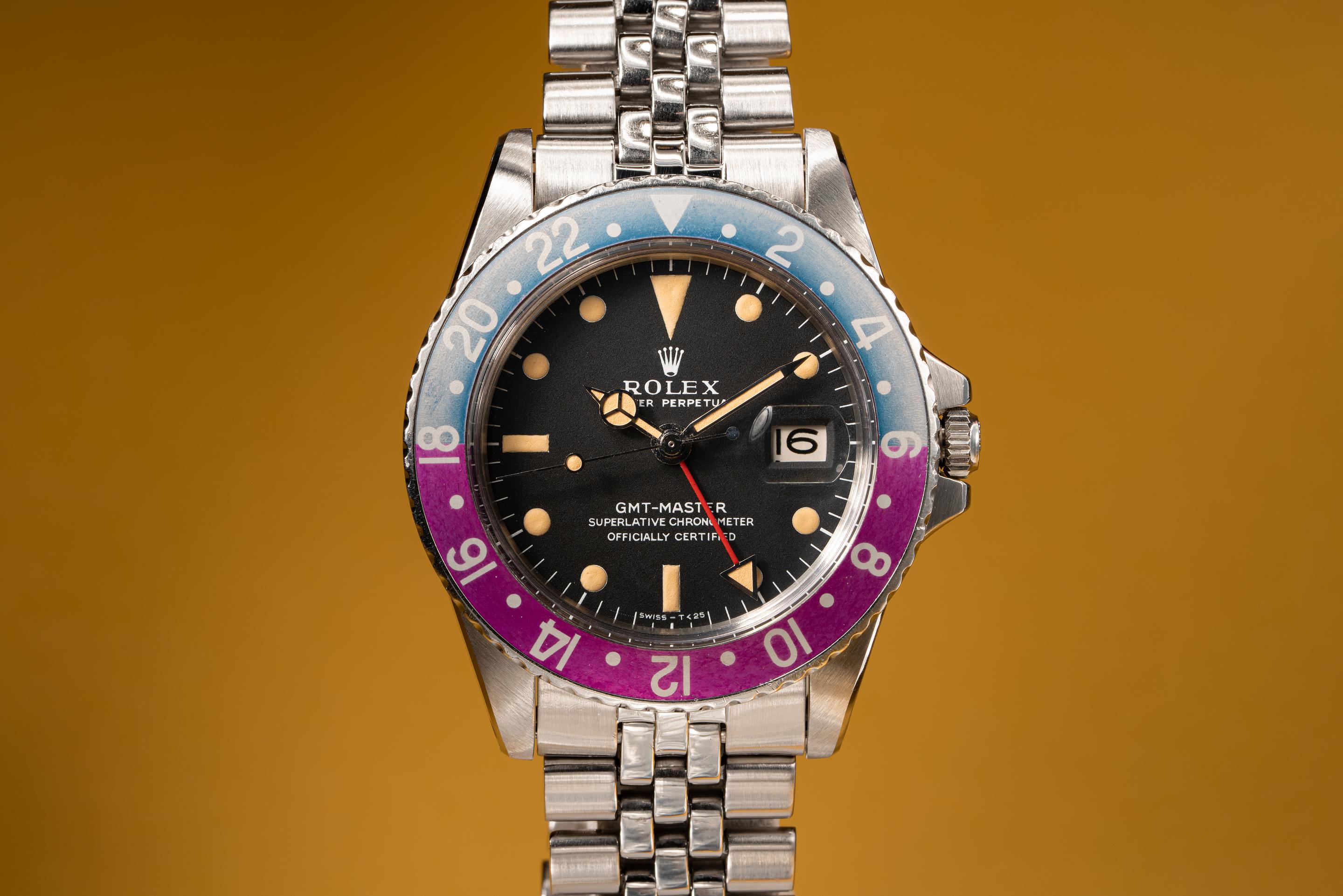 Tropical Watch 1968 Rolex GMT Master 1675 Fuchsia with Box and