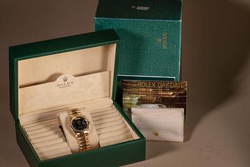 1989 Rolex Day-Date 18238 Black Pyramid Dial with Box and Papers