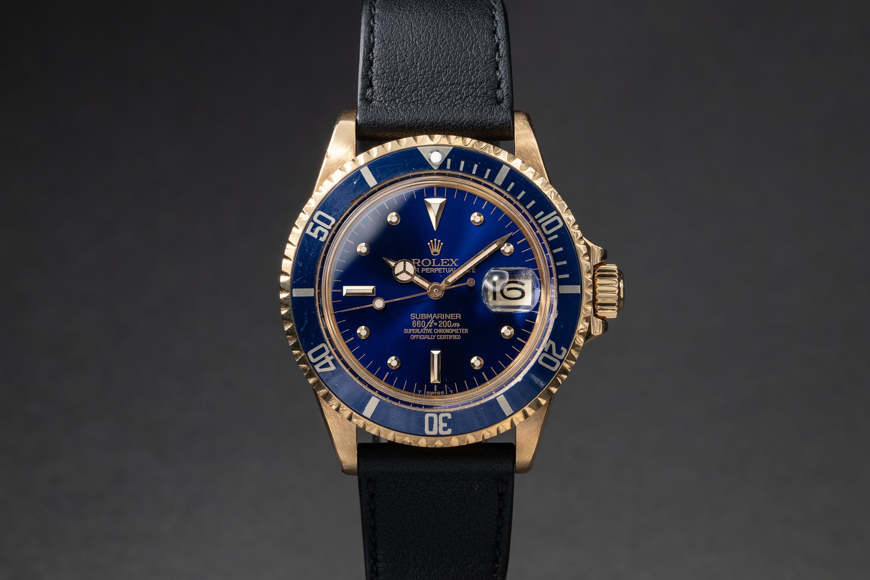 Tally-Ho Gold Trim 青裏、赤裏 2デックセット 1972 Rolex 18K YG Submariner 1680 Blue Nipple Dial | Tropical Watch