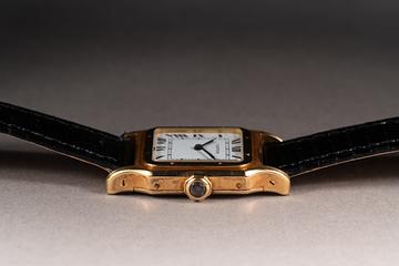 Cartier 18K YG Santos Dumont 78097 with White Paris Dial