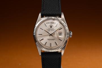1960 Rolex 18K WG Day-Date 1803 Silver Dial 