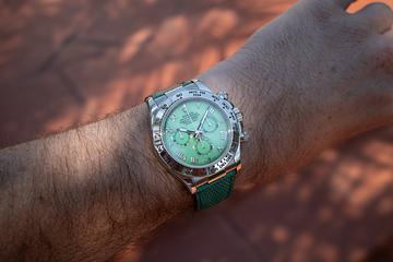 2002 Rolex 18k WG Beach Daytona 116519 Green Chrysoprase Dial