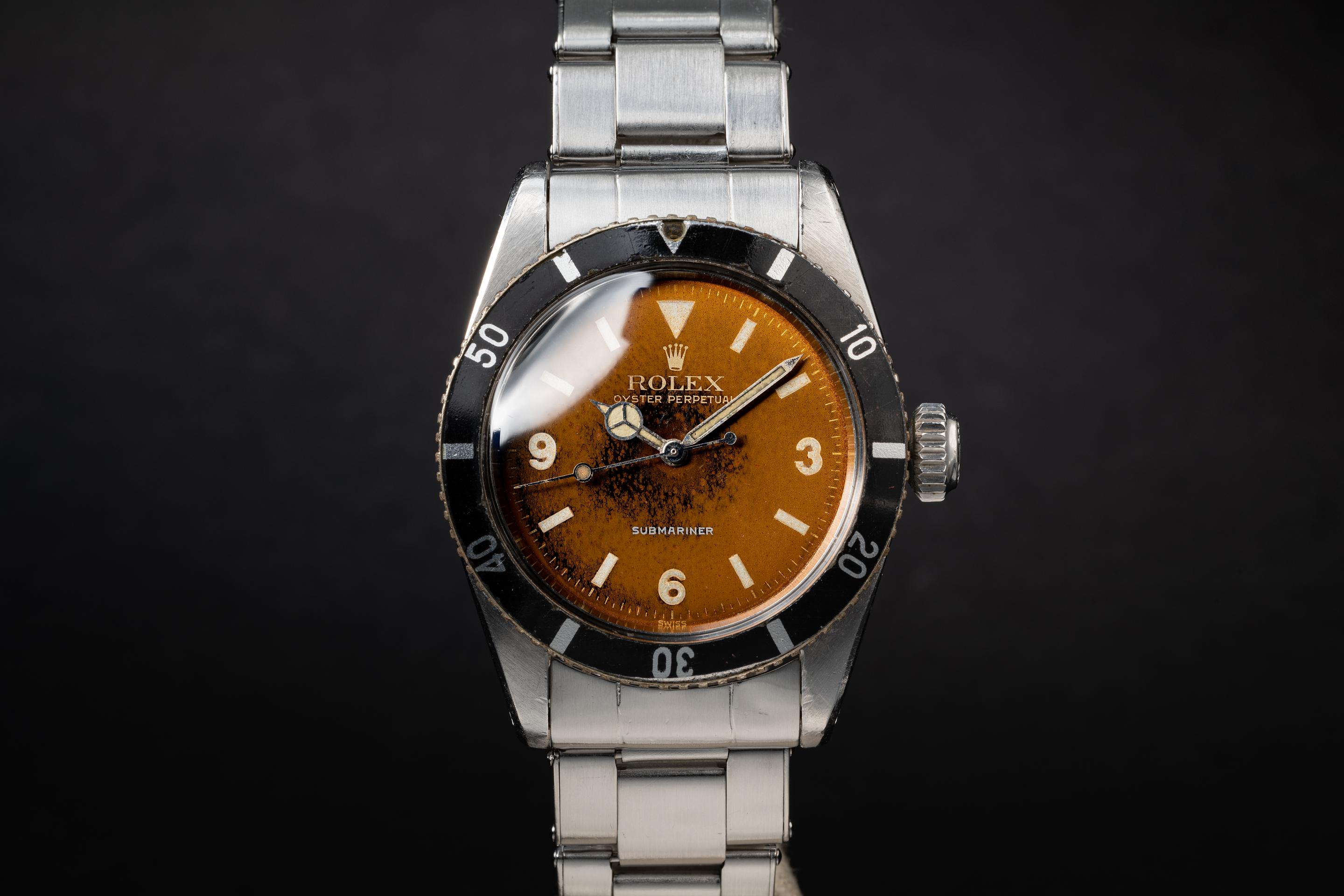 1954 Rolex Submariner 6200 Big Crown Tropical 3, 6, Dial