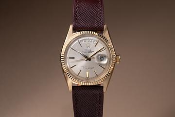 1964 Rolex 18K YG Day-Date 1803 Silver Doorstop Dial