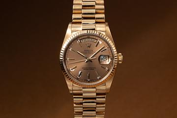 1987 Rolex 18K YG Day-Date 18038 Brown Tropical Dial