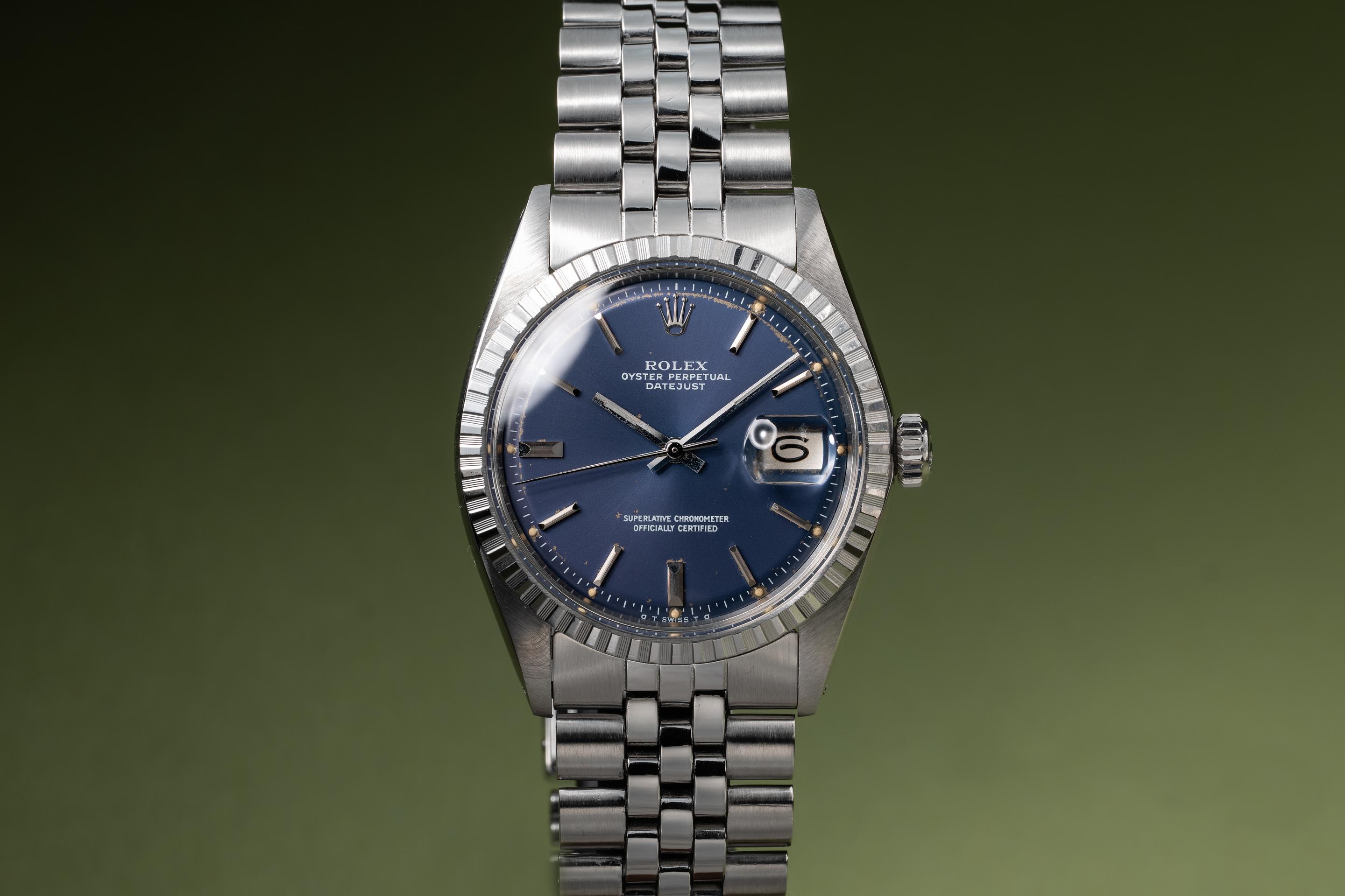 1973 Rolex DateJust 1603 Blue Sigma Dial Tropical Watch