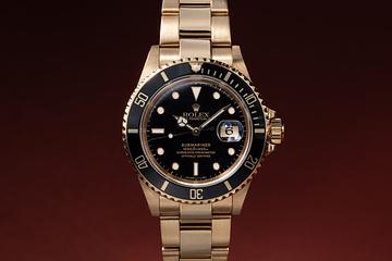 1991 Rolex 18K YG Submariner 16618 Black Dial