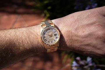 1990 Rolex 18K YG Day-Date 18238 Mother of Pearl Diamond Pave Dial 